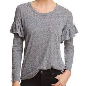 Sundry Heathered Grey Ruffle Long Sleeve Tee